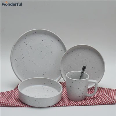 White Speckled Stoneware Dinner Set